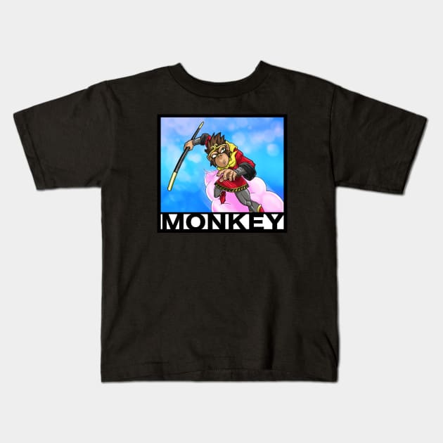 Monkey in the Clouds Kids T-Shirt by Captain_awesomepants